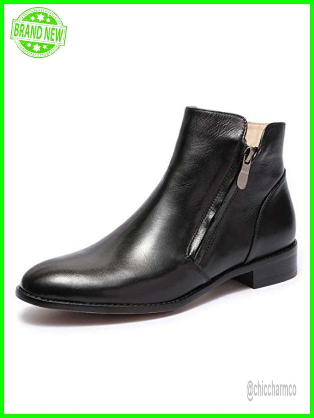 Womens Sheepskin Leather Ankle Boots Dual Zipper Low Heel Booties